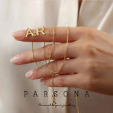 Golden Customize Big 2 Alphabets With heart Necklace